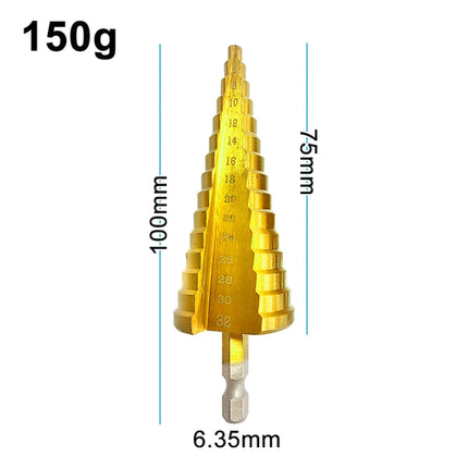 Step Drill Titanium Plated Hexagonal Shank Straight Groove