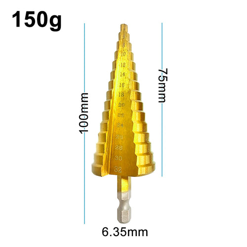 Step Drill Titanium Plated Hexagonal Shank Straight Groove