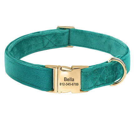 Personalized Velvet Dog Collar Super Soft Dogs ID Buckle Collars