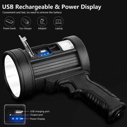 Rechargeable Spotlight, 1000,000 Lumens Handheld Hunting Flashlight