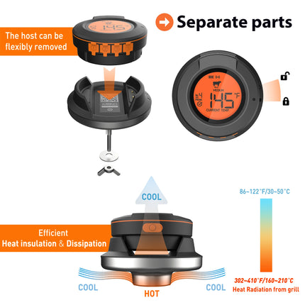 Food Cooking Bluetooth Wireless BBQ Remote Thermometer Probes Smart