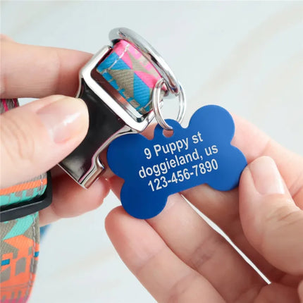Personalized Pet ID Tag Dog Cat Nameplate Address Number Aluminum