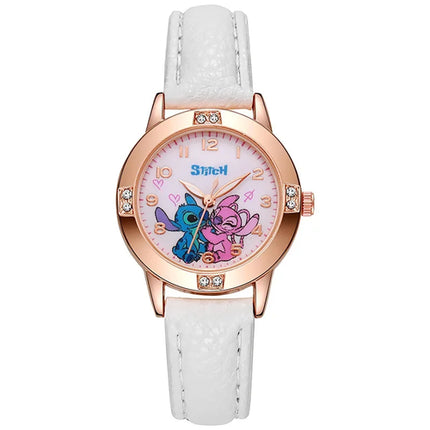 Disney Children's Watches Cute Cartoon Stitch Imitation Diamond Belt
