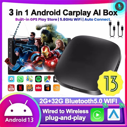 2025 CarPlay Smart Ai Box Android Wireless CarPlay Android Auto