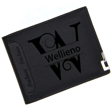 Custom Engraved Initials & Name PU Leather Wallet Men Gift for
