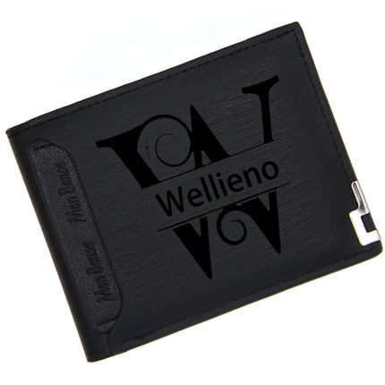 Custom Engraved Initials & Name PU Leather Wallet Men Gift for