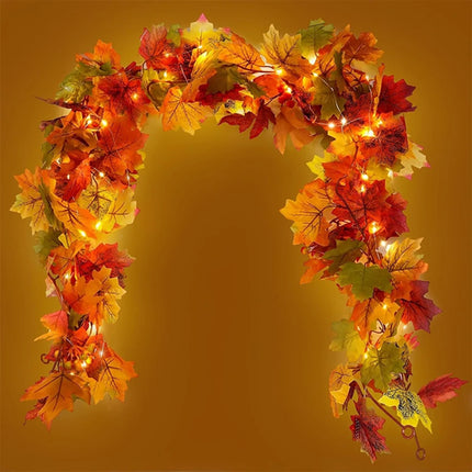 200CM Autumn Artificial Maple Leaf Wreath Fake Leaf Plant Vine Home