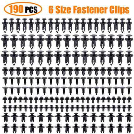 190pcs Car Retainer Clips 6 Size Plastic Fasteners Kit Auto Trim Panel