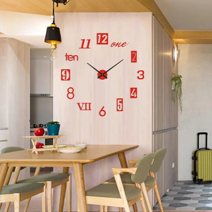 2022 New 3D Roman Numeral Acrylic Mirror Wall Clock Sticker Fashion
