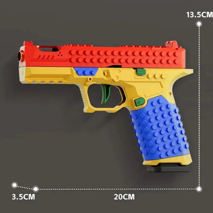 Building Block Pistol Continuous Firing Toy Gun Shell Throwing Airsoft