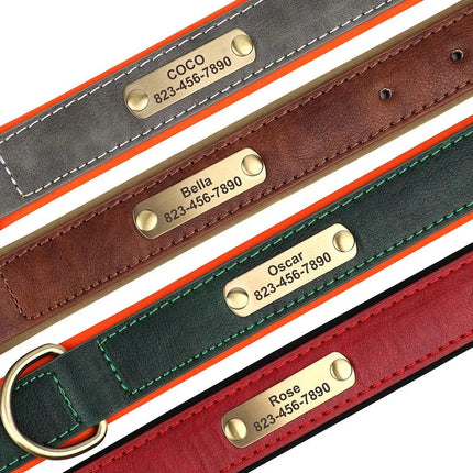 Personalized  PU Leather Dog Collar Free Engraved Dog ID Collars