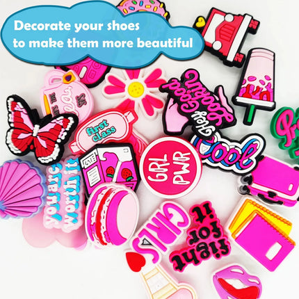 35Pcs Pink Series Shoe Charms For Clogs Shoe DIY Decoration Premium