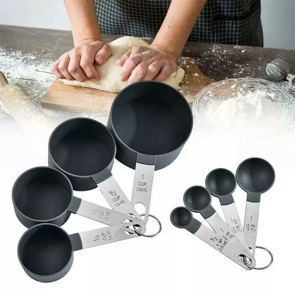 8PCS Stainless Steel Measuring Cup and Spoon Set with Handle Accurate