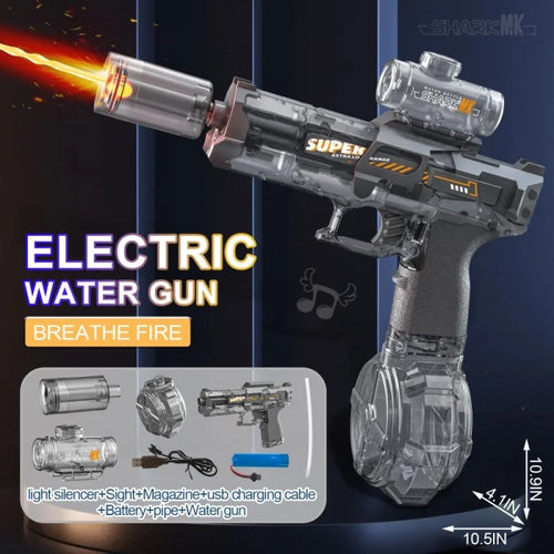 Electric water gun with nozzle flame muzzle automatic spray gun remote