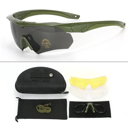 Military Tactical Goggles CS Airsoft Windproof Shooting Glasses HD 3