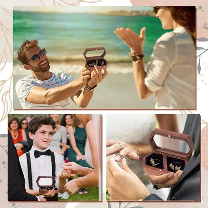 Free Custom Personalized Walnut Wooden Ring Box Engraved Engagement