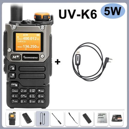Quansheng UV-K6 Walkie Talkie 5W Air Band Radio Type C Charge UHF VHF