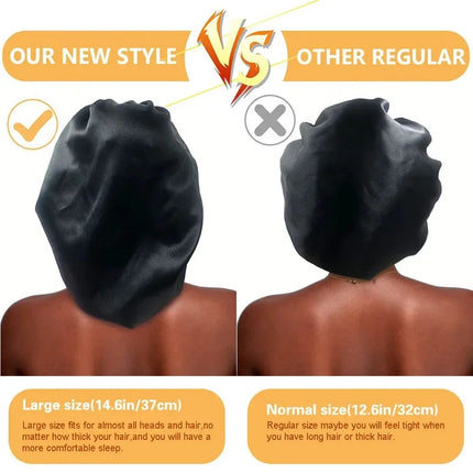 New Women's Satin Solid Wide-brimmed Sleeping Hat Unisex Head Wrap