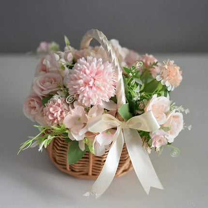 1pc Wedding Flower Basket | Handwoven Rattan, Multi-Use for