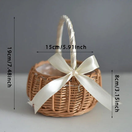 1pc Wedding Flower Basket | Handwoven Rattan, Multi-Use for