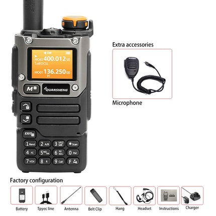 Quansheng UV-K6 Walkie Talkie 5W Air Band Radio Tyep C Charge UHF VHF