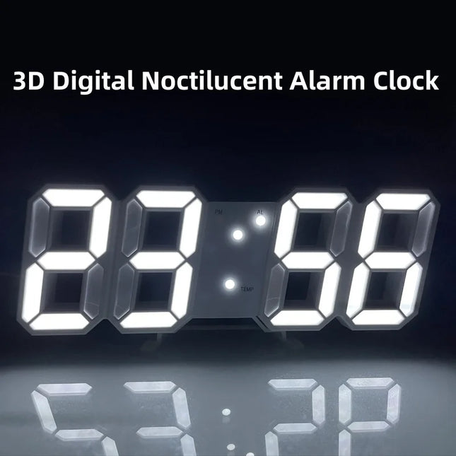 3D Mini Clock LED Digital Wall Clock Desk Clock Electronic Alarm Clock