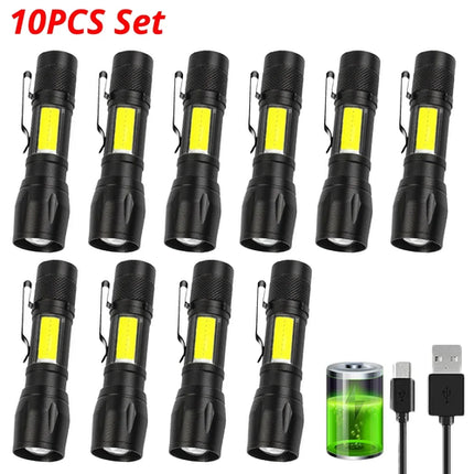 Zoom Mini USB Rechargeable Led Flashlight Portable Built Battery XP-G