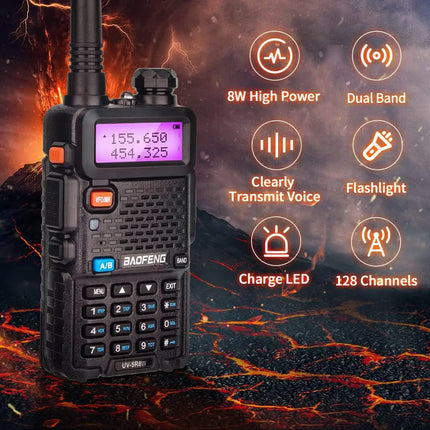 1/2PCS BaoFeng UV-5R 8W Tri-Power Walkie Talkie High Power Dual Band