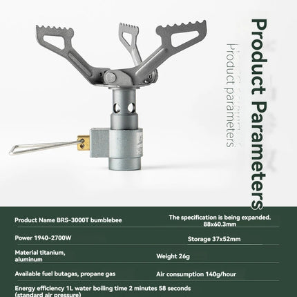 BRS-3000T Titanium Mini Camping Gas Burners 25g One-Piece Pocket Stove