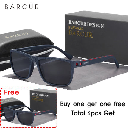 BARCUR Design TR90 Sunglasses Men Polarized Light Weight Sports Sun