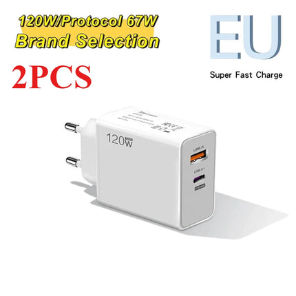 120W USB Fast Charger With Type C Cable Fast Charging Adapter For