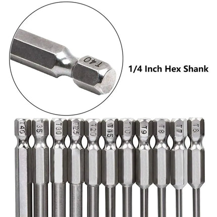 12pc Hollow Plum Blossom Screwdriver Head 50mm Long S2 Hexagonal