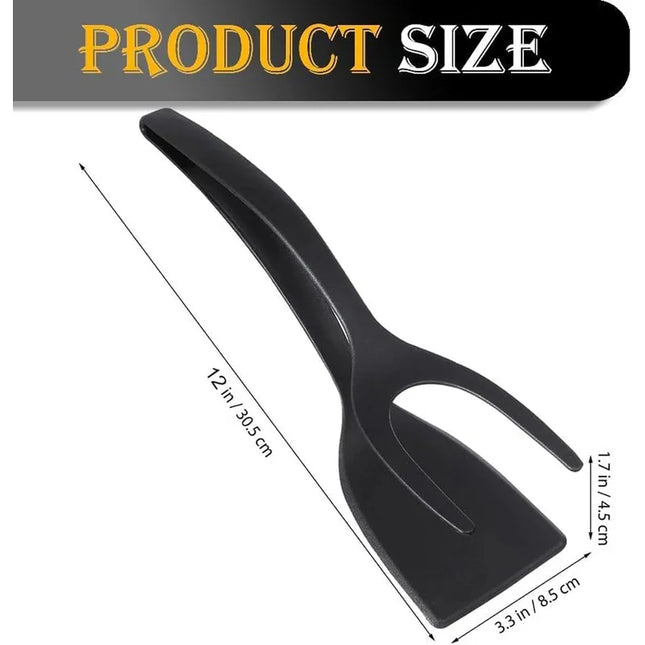 New 2 in 1 Grip Flip Spatula Tongs Egg Flipper Spatula Nylon Non Stick