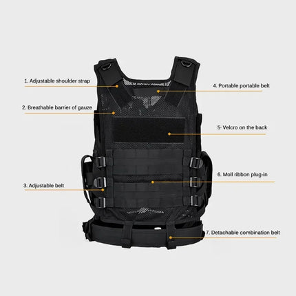 Adjustable Molle Tactical Vest Combat Body Armor Vests Security Guard