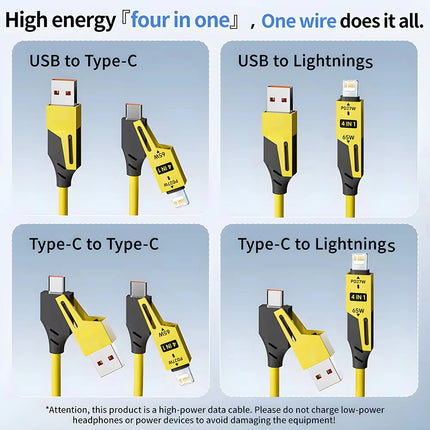 NNBILI 4 in 1 65W Spring Short Data Cable 6A USB Type C Spring
