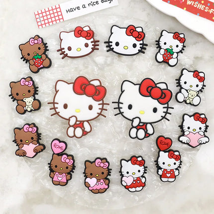 MINISO Hawaiian-themed Decor Hello Kitty Shoe Charms Brown Cat Summer