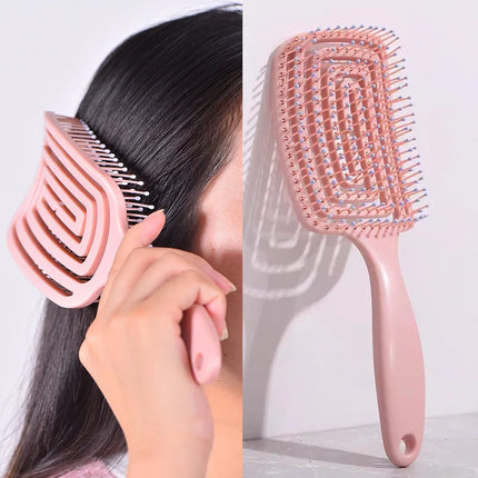 1Pcs Elastic Massage Comb Hollow Out Hair Brush Scalp Massage Combs