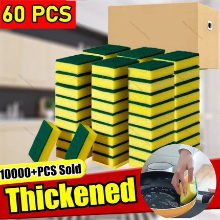 1-60PCS Kitchen Sponges Dual-Sided Scrub Pads Super Absorbent Dish