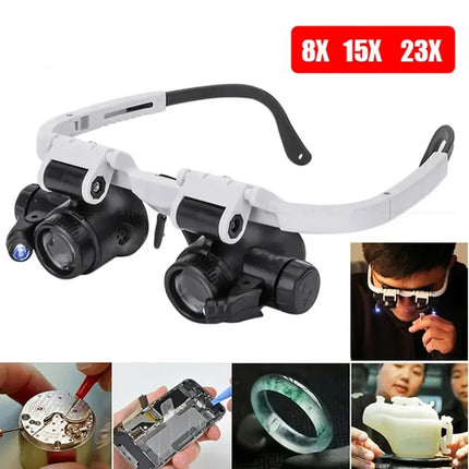 Hot Sell 2XLED Watch Jeweler Repair Magnifier Head-Mounted Headband