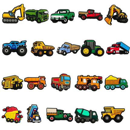 20pcs Engineering vehicle Car goods train tractor Forklift Shoe Charms