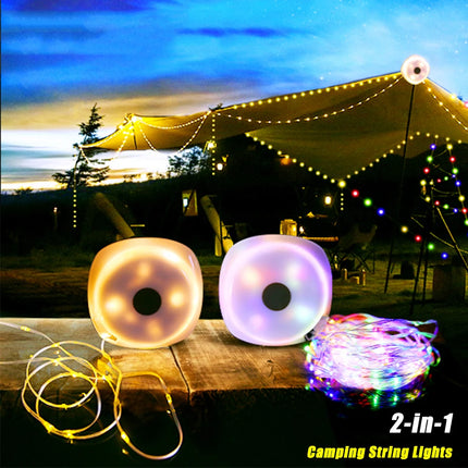 Camping String Lights,33Ft Light with Lanterns (2 in 1 Design),Camping