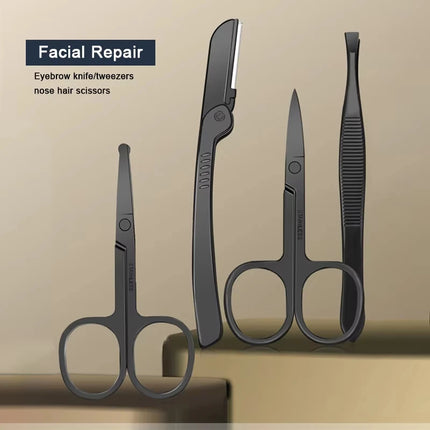 8/12/15/20/24pcs black Nail clipper set Pedicure knife Stainless steel