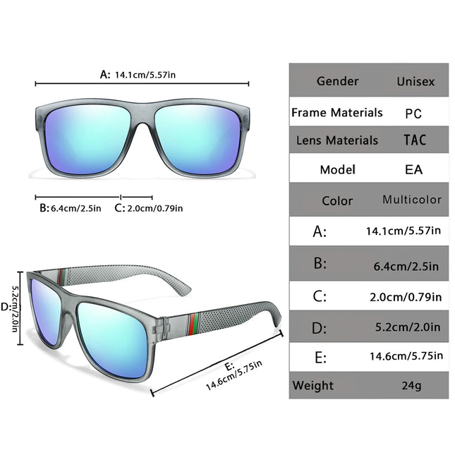 Classic Brand Men Square Polarized Fishing Sunglasses Outdoor Driving