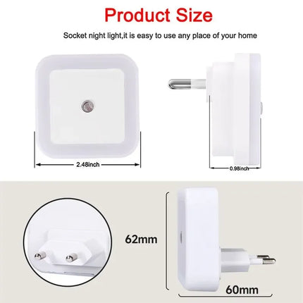 Mini LED Night Light EU Plug In Smart Control Sensor Ambient Light For