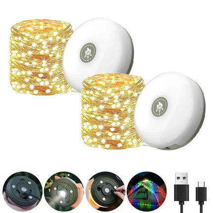 Camping String Lights Rechargeable LED Flashlight Hook lamp 4 in 1