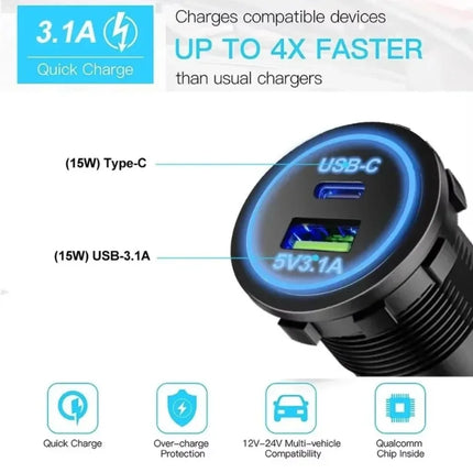 Universal  Car Charger Fast Charging Motorcycle Car Cigarette Lighter