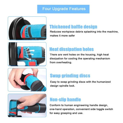 Cordless Electric Angle Grinder 19500rpm Handheld Polishing Grinding