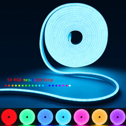 5V USB RGB Neon LED Strip Light,1/2/3/4/5M Waterproof Neon Strip With