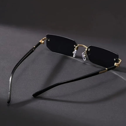 1pc Rimless Sunglasses Rectangle Women Men Shades Small Square Sun