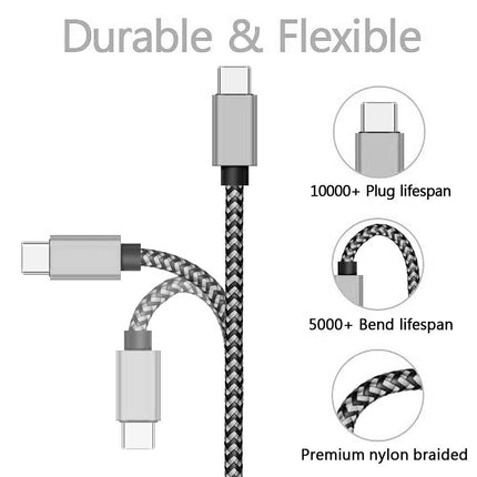 USB Type C Cable Date Sync 2.4A Fast 1M 2M 3M Charging Nylon Braided